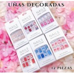 unas decorada corta con lazo (new) (76&*12)