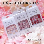 unas decorada corta con lazo (new) (76&*12)