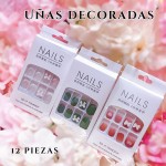 unas decorada corta con lazo (new) (76&*12)