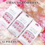 unas decorada corta con lazo (new) (76&*12)