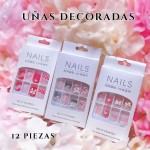 unas decorada corta con lazo (new) (76&*12)